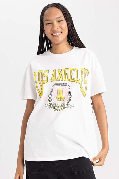 DeFacto Mtv Oversize Fit Crew Neck Back Printed Short Sleeve 100% Cotton T-Shirt B1668Ax23Sm