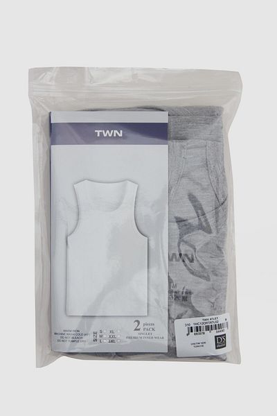Twn Gray Standard Fit Breathable Sweat Absorbing 100% Cotton 4-Piece Undershirt