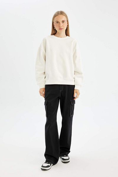 DeFacto Coool Oversize Wide Fit Crew Neck Thick Basic Plain Sweatshirt A4177Ax23Wn