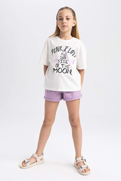 DeFacto Girls Pink Floyd Relax Fit Short Sleeve T-Shirt A5239A823Hs