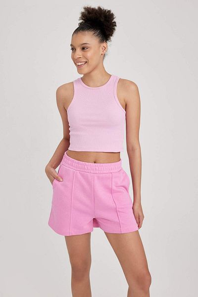 DeFacto Cool Basic Plain Shorts with Elastic Waist and Pockets A6794Ax23Sm