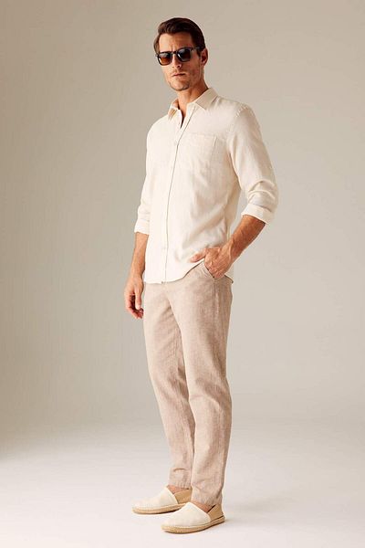 DeFacto Relax Fit Straight Leg Linen Blend Trousers Z9934Az23Sm