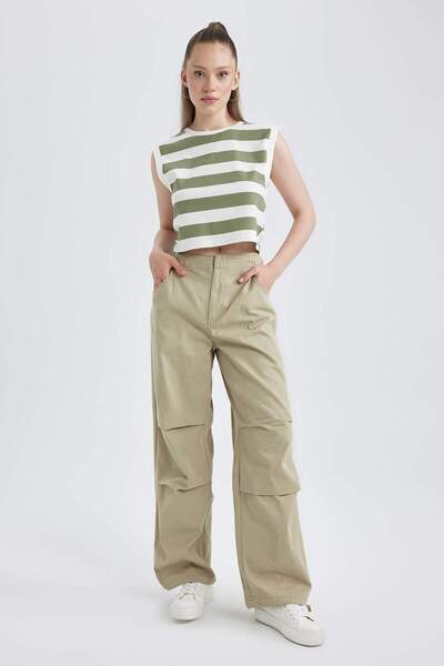 DeFacto Coool Parachute Gabardine 100% Cotton Trousers A2281Ax23Sp