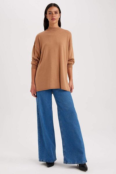 DeFacto Relax Fit Half Turtleneck Basic Sweater Tunic S7514Az23Wn