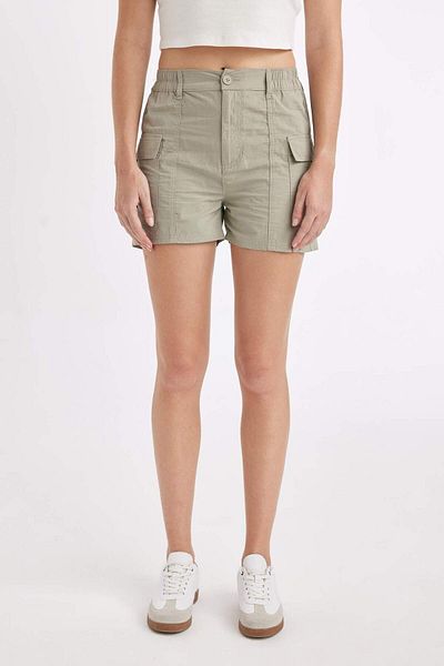 DeFacto Regular Fit Normal Waist Poplin 100% Cotton Shorts A3689Ax23Sm