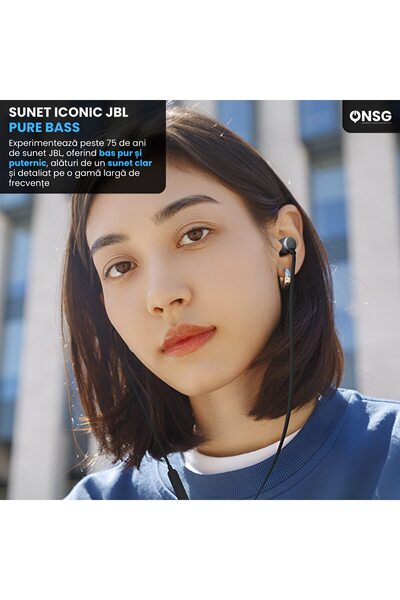 JBL Căști intraauriculare Tune 310c USB-C, bas pur, rezoluție înaltă, microfon, negru