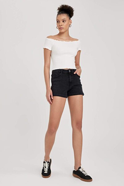 DeFacto Coool Fitted Ribbed Camisole Short Sleeve T-Shirt A7649Ax23Sm