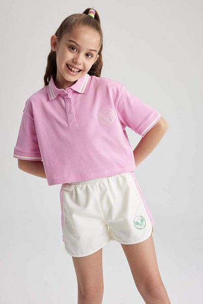 DeFacto Mädchen Relax Fit Pocket Bedrucktes Piqué-Kurzarm-Polo-T-Shirt A0268A823SM