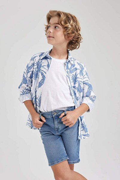 DeFacto Pantaloni scurți din denim cu detaliu rupt pentru băiat Z5727A623SM