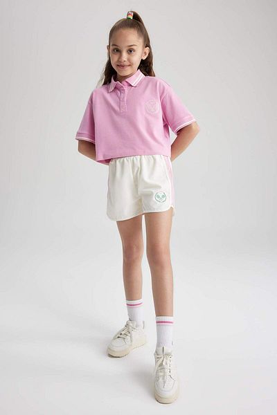 DeFacto Mädchen Relax Fit Pocket Bedrucktes Piqué-Kurzarm-Polo-T-Shirt A0268A823SM