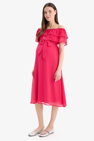 DeFacto Short Sleeve Long Length Maternity Dress B1074Ax23Sm