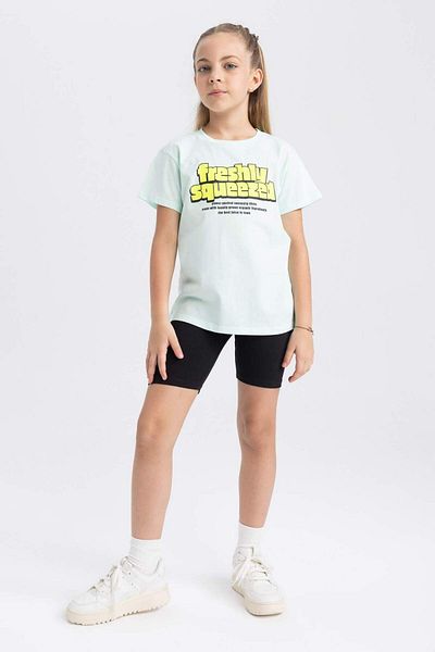 DeFacto Girls' Printed Short Sleeve T-Shirt B0437A823Hs