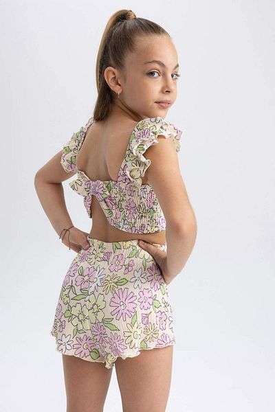 DeFacto Girl's Crop Top Wrap Short Sleeve T-Shirt B0985a823hs