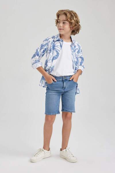 DeFacto Pantaloni scurți din denim cu detaliu rupt pentru băiat Z5727A623SM