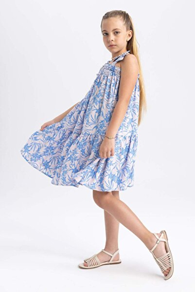 DeFacto Girl's Strap Patterned Dress Y6957A623Hs