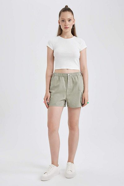 DeFacto Pantaloni scurți Coool Regular Fit cu talie normală Gabardine 100% bumbac A3688AX23SM