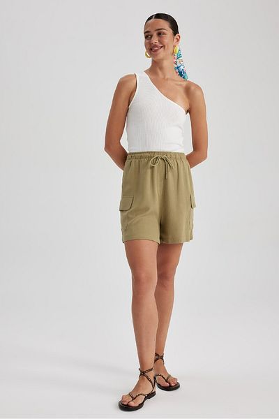 DeFacto High Waist Short Leg Linen Blend Shorts A8258Ax23Hs