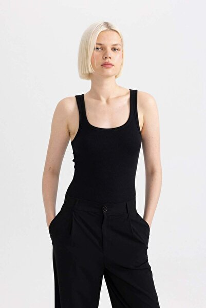 DeFacto Slim Fit Dar Kesim Basic Düz Yuvarlak Yaka Fitilli Kaşkorse Atlet A2366AX23SP