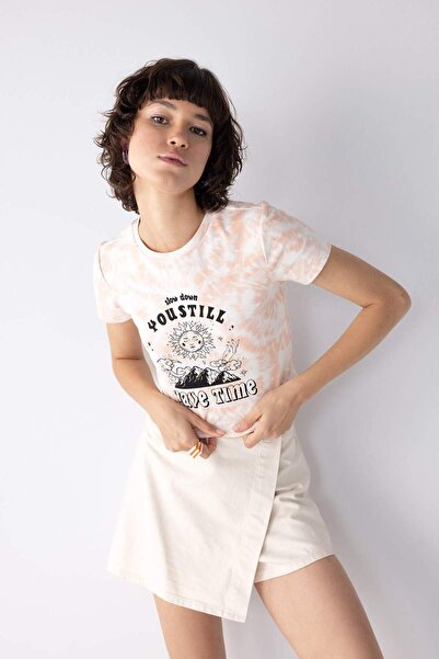 DeFacto Coool Fitted Printed Rib Short Sleeve T-Shirt A8369Ax23Hs