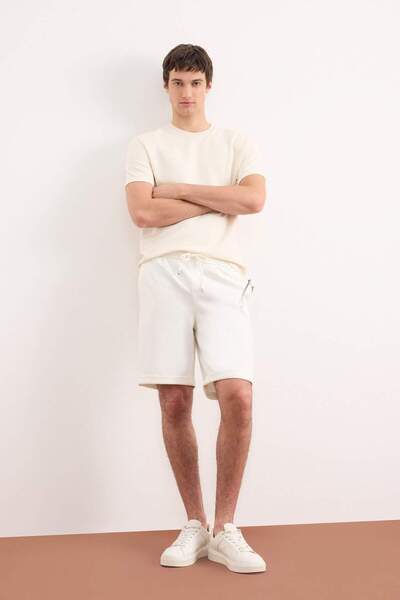 DeFacto Summer Pique Bermuda Shorts with Lace-Up Waist A7341Ax23Hs
