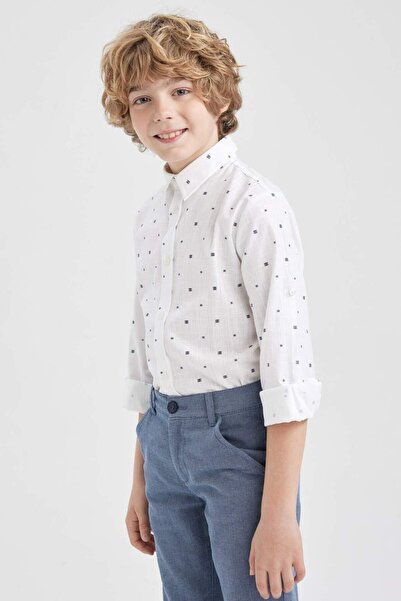 DeFacto Boy's Linen Look Long Sleeve Shirt Z2800A623Sm