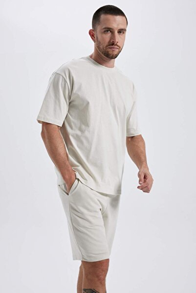DeFacto DeFactoFit Oversize Wide Fit Crew λαιμόκοψη με στάμπα κοντομάνικο 100% βαμβακερό μπλουζάκι A1624AX23SM