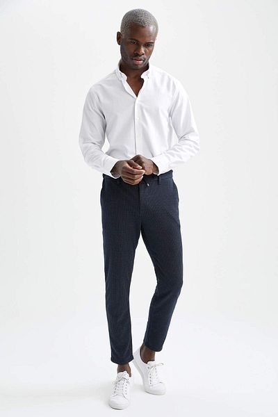 DeFacto Modern Fit Textured Long Sleeve Cotton Shirt R4352Az23Sp