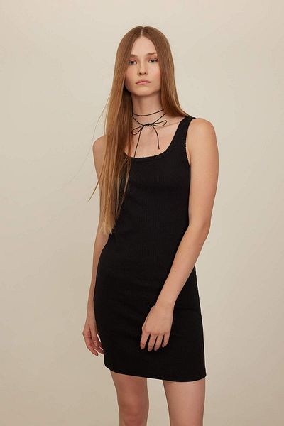 DeFacto Coool Bodycon Body Hugging Basic Plain Ribbed Camisole Sleeveless Mini Dress A0732Ax23Sm