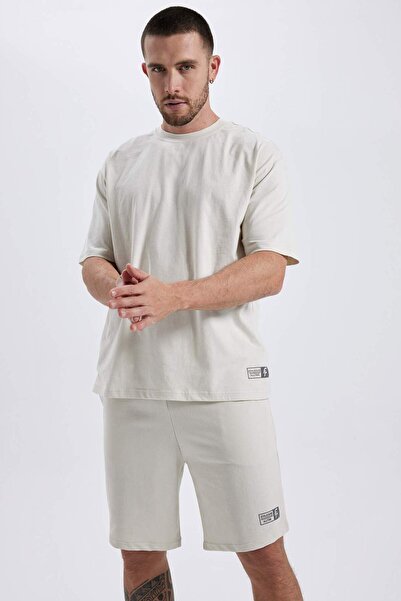 DeFacto DeFactoFit Oversize Wide Fit Crew λαιμόκοψη με στάμπα κοντομάνικο 100% βαμβακερό μπλουζάκι A1624AX23SM