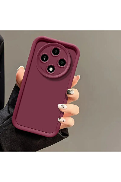 Fibaks Xiaomi Redmi 14C Compatible Case with Camera Protection Soft Textured Shock Absorbing Burgundy Silicone Cover