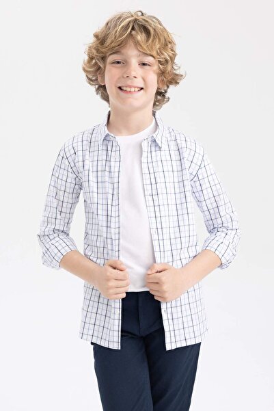 DeFacto Boy's Checkered Poplin Long Sleeve Shirt Z1033A623Sp