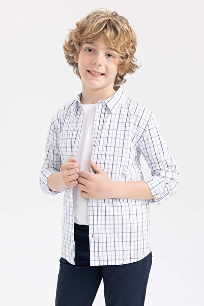 DeFacto Boy's Checkered Poplin Long Sleeve Shirt Z1033A623Sp