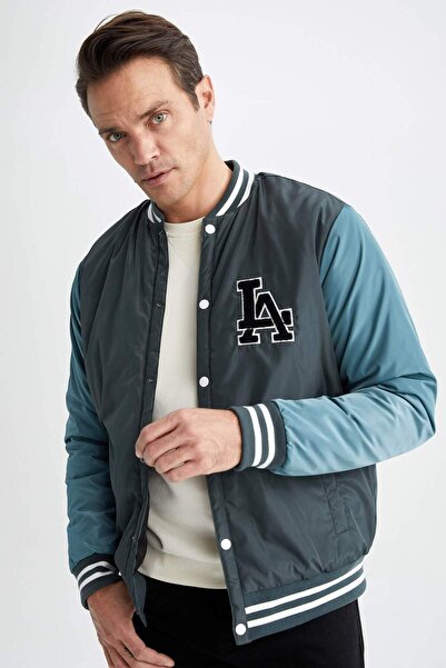 DeFacto Αδιάβροχο Bomber Coats Jacket College γιακά με διπλή τσέπη εποχιακή άνοιξη Z1715AZ23SP