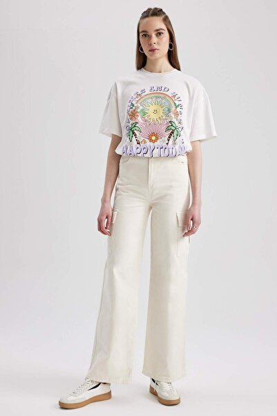 DeFacto Široké kalhoty Cargo Gabardine ze 100% bavlny Z4005AZ23SP