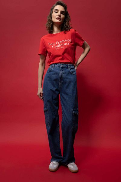 DeFacto Regular Fit Crew Neck Short Sleeve 100% Cotton T-Shirt Z8367Az23Sm