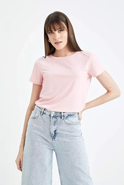 DeFacto Regular Fit Crew Neck Basic Plain Short Sleeve T-Shirt W7299Az23Sm