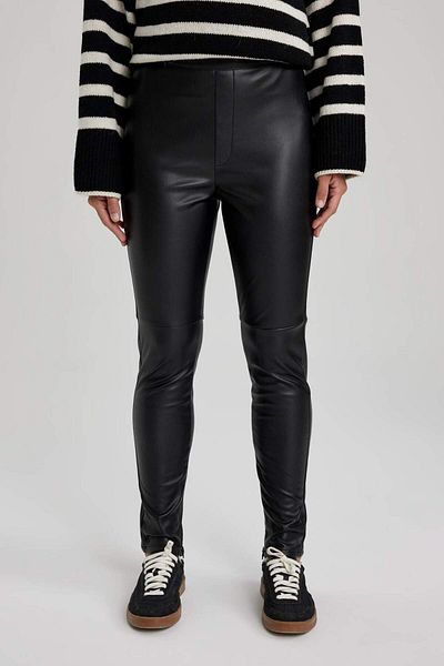 DeFacto Leggings de bază din piele artificială, drepte, cu fermoar, talie înaltă V4703AZ22WN