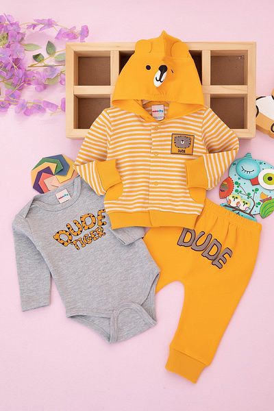RAPAPA Baby Boy Dude Tiger Printed Triple Bottom Top Set - Nb044-S