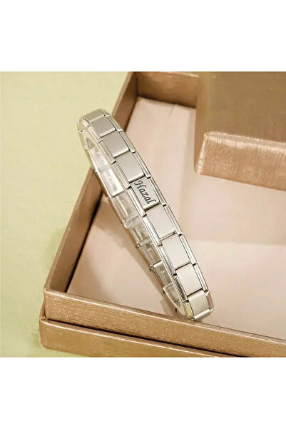Satürn Silver Kuyumculuk Çelik Charm Bileklik Kişiye Özel Isim Yazılı Charm B...