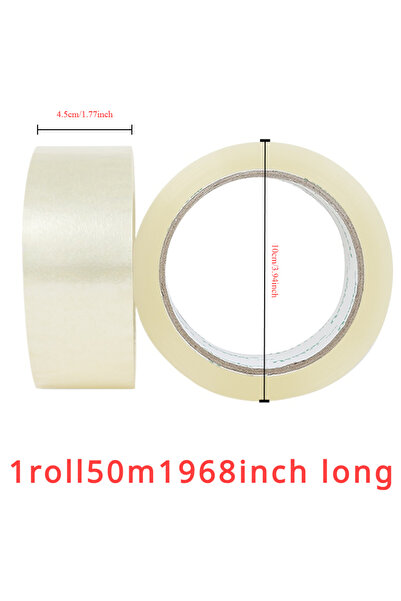 Choice 4.5 سم 50 متر 1 لفة شريط شفاف عرض لفة 4.8 سم 1.89 بوصة شريط مانع للتسرب بلاستيكي عالي الالتصاق L