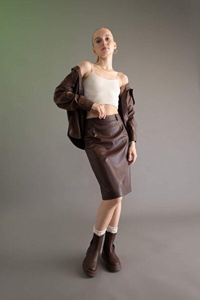 DeFacto Fusta midi din piele artificială cu talie normală creion Z0782AZ22AU