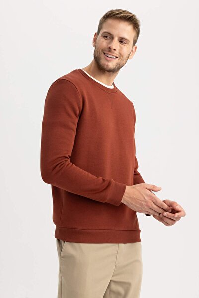 DeFacto Regular Fit Crew Neck Thick Basic Plain Sweatshirt T3777Az22Au