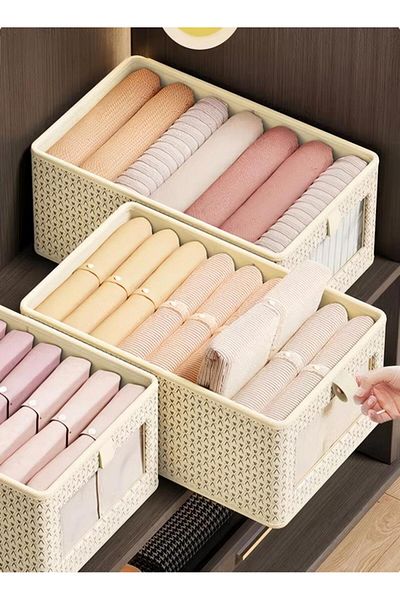 Generic 3 Pieces Foldable Closet Storage Organizer Washable Closet Storage Box with Carrying Handles