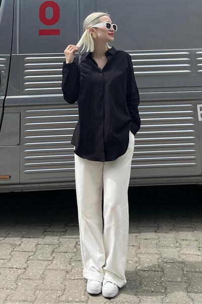 Madmext Mad Girls fekete túlméretes ing Mg1369