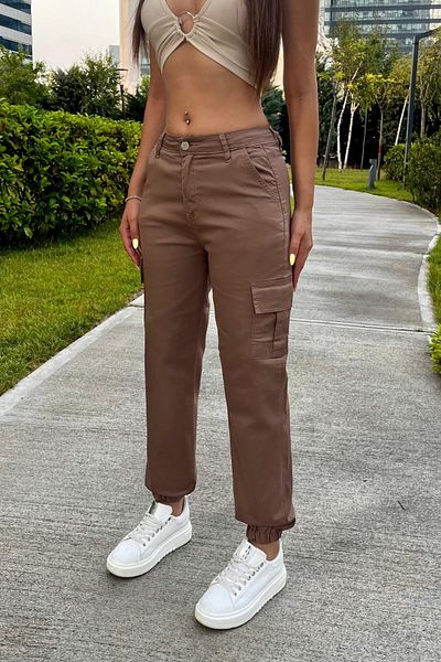 BİKELİFE Mink Cargo Pocket Gabardine Fabric Trousers