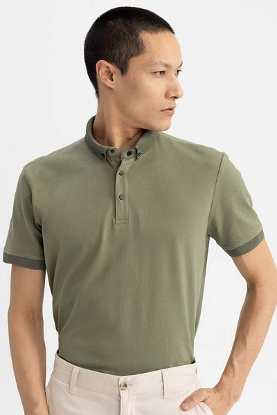 DeFacto Slim Fit Tight Fit Short Sleeve Basic Plain Polo T-Shirt T5259Az22Sp