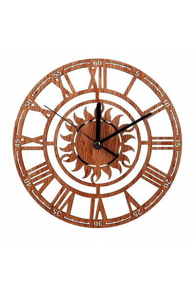 fun zone Sun Roman Retro Digital Creative Wooden Tree Unique Wall Clock