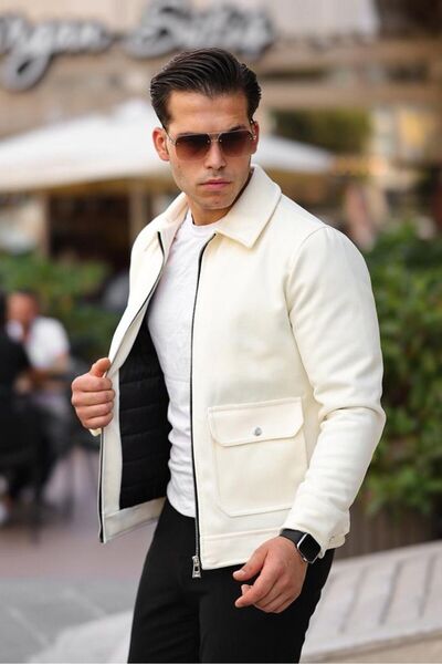 inpool Men's, Seasonal, Old Money, Shirt Collar, Pocket Detail, Stamp, Jacket