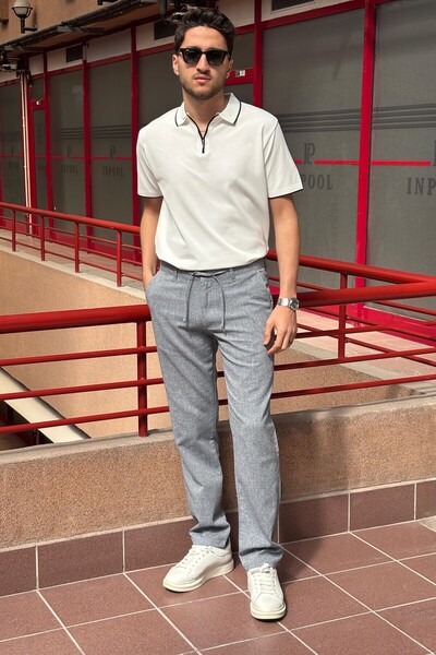 inpool Men's Regular-Fit Cotton Linen Trousers - Adjustable Waist, Old Money Culture 166-1