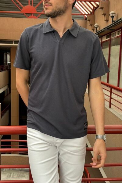 inpool Tricou cu gât polo pentru bărbați - Old Money Culture, fără nasturi, c...